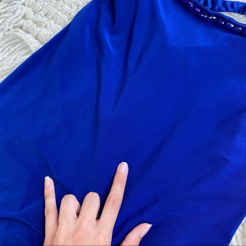 SHERRI HILL blue embellished two-piece formal dress crop top with maxi skirt 4 - Picture 12 of 16